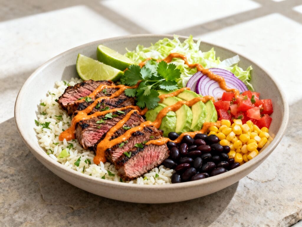 Cilantro Lime Steak Bowls with Creamy Chipotle Drizzle
