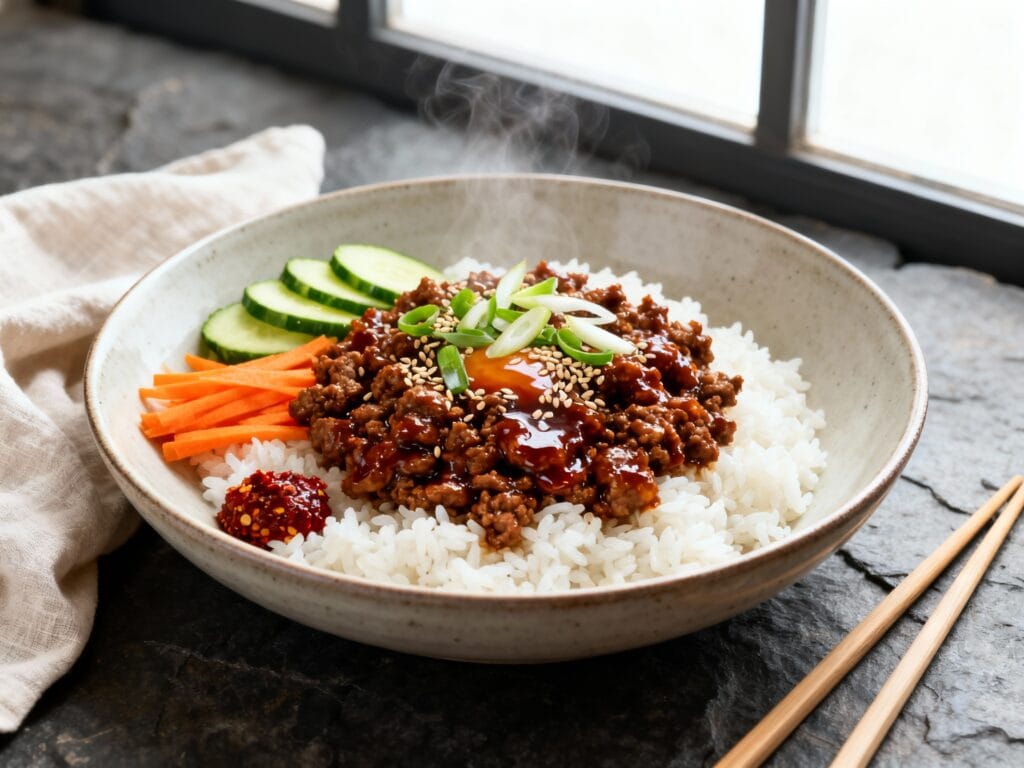 Korean Beef and Rice Bowls with Sweet-Spicy Sauce (30 Minutes)