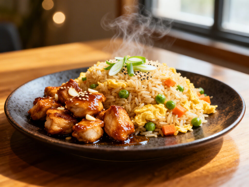 Restaurant-Style Garlic Chicken and Fried Rice Recipe at Home