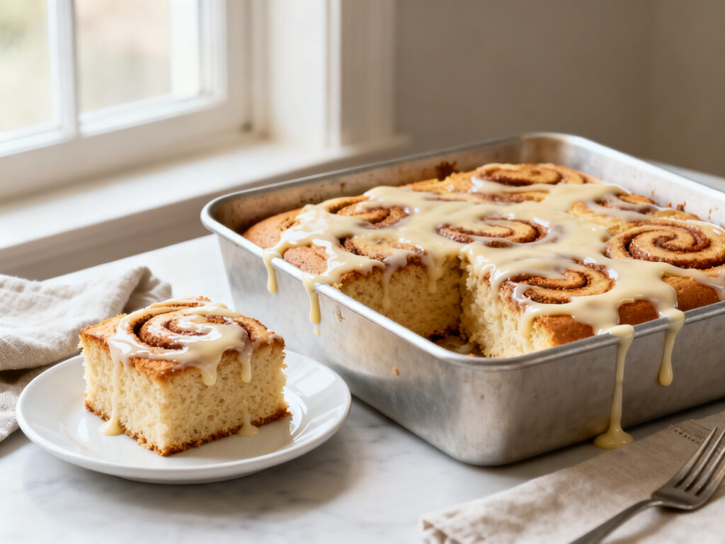 Cinnamon Roll Cake with Cream Cheese Glaze (Irresistibly Soft)