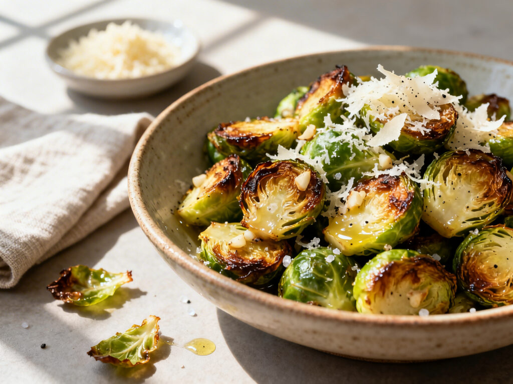 Crispy Garlic Parmesan Roasted Brussels Sprouts That Even Kids Will Love