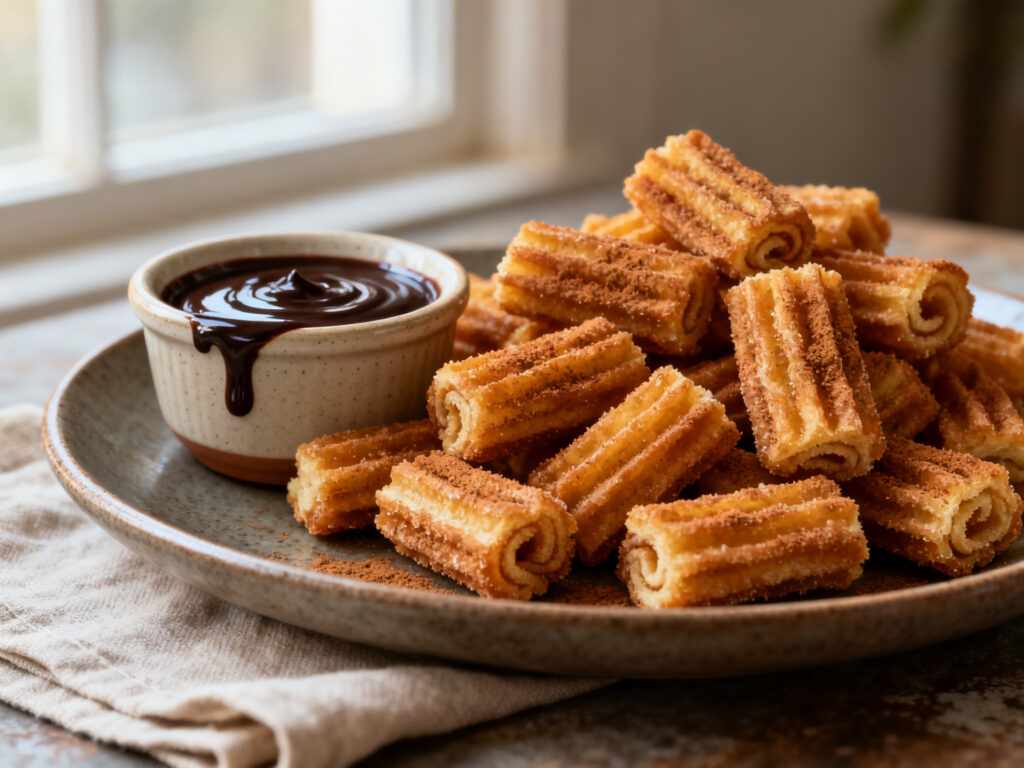 Homemade Churro Bites Recipe with Chocolate Dipping Sauce