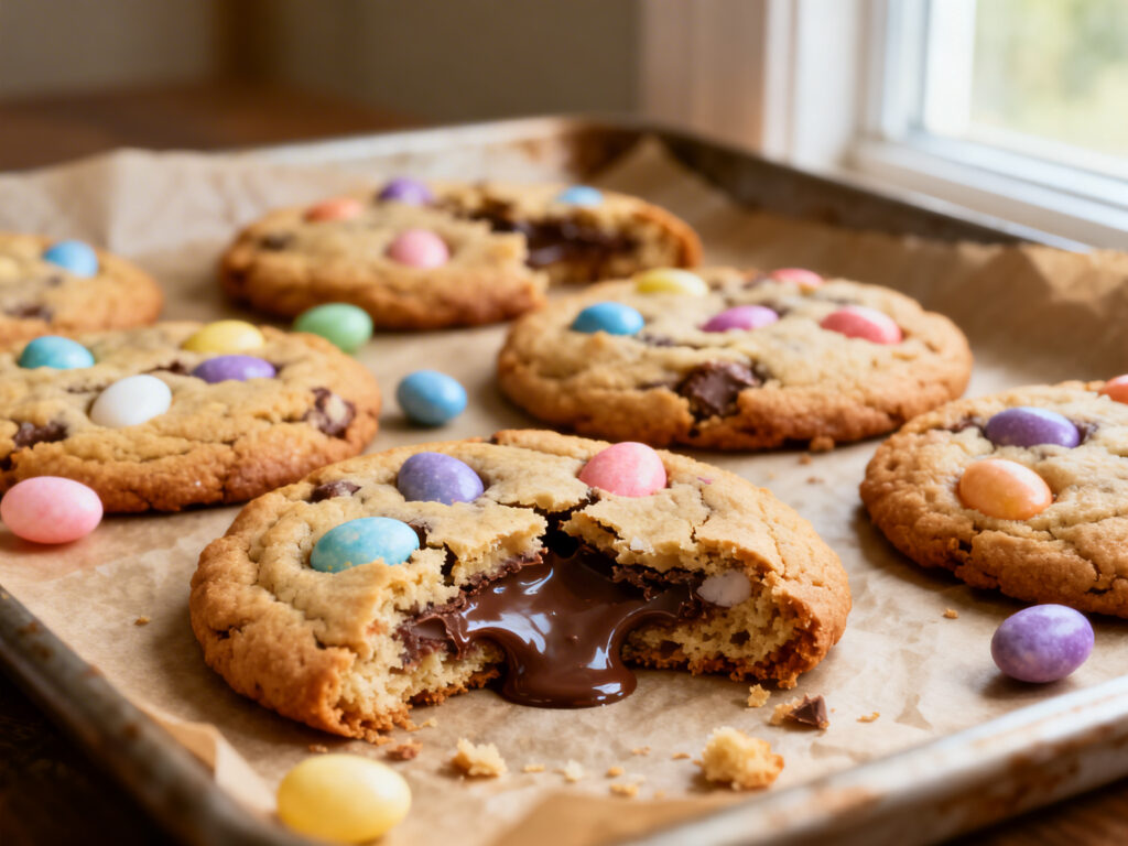 Bakery-Style Cadbury Egg Cookies with Melty Chocolate Centers